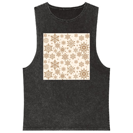 Beige Snowflakes Christmas Pattern Mineral Wash Tank Tops