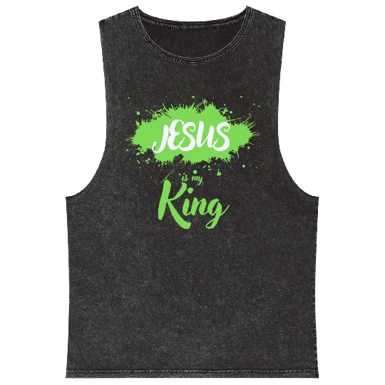 JESUS is my King Mineral Wash Tank Tops