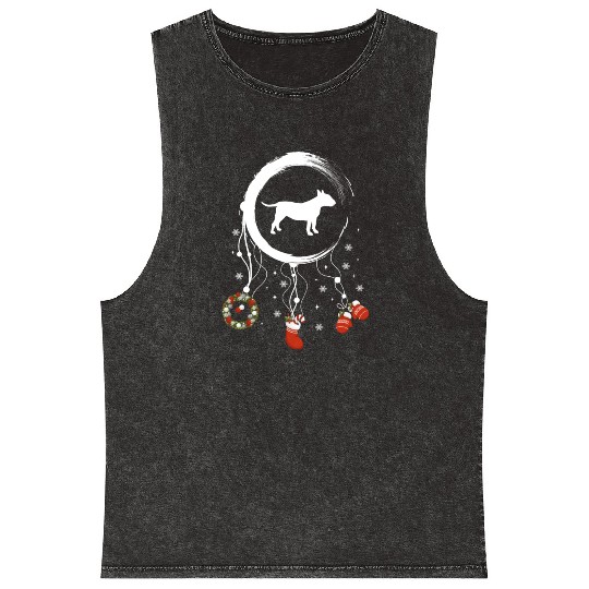 dog dreamcatcher Christmas Bull Terrier Mineral Wash Tank Tops