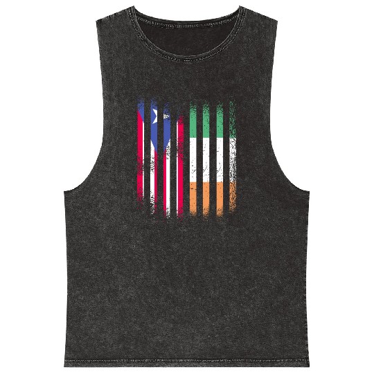 Puerto Rico Flag Ireland Grown Flags Stripes Mineral Wash Tank Tops