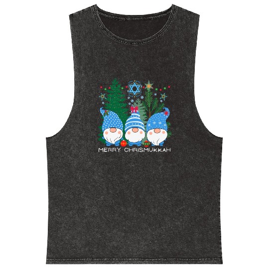 Merry Christmukkah, Jewish Christmas Mineral Wash Tank Tops