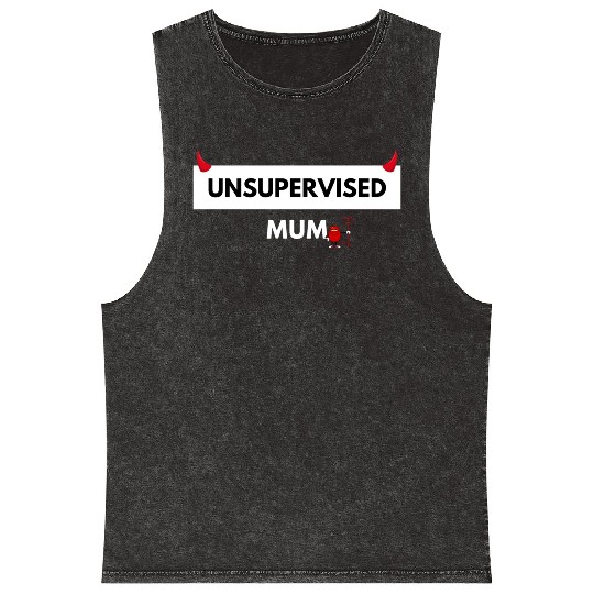 UNSUPERVISED MUM FUNNY CUTE DESIGN Mineral Wash Tank Tops
