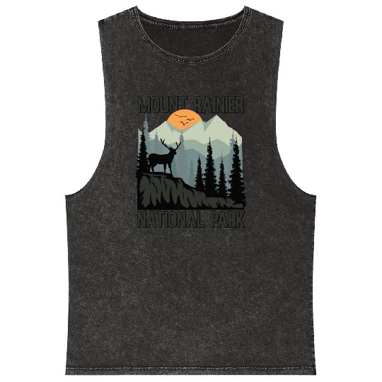 Mount Rainier National Park Mountains Deer Mineral Wash Tank Tops