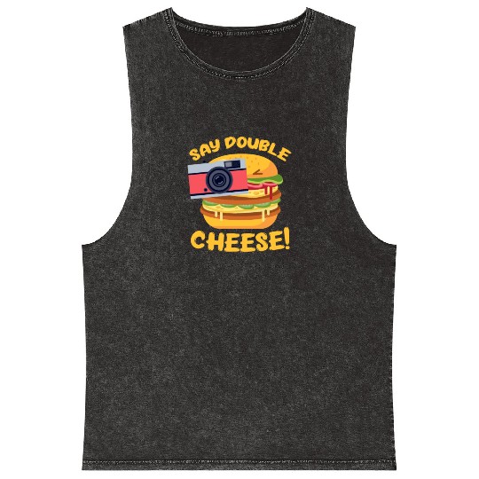 Say Double Cheese Burger Mineral Wash Tank Tops