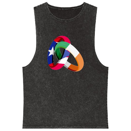 Puerto Rico Flag Ireland Ring Marriage Wedding Mineral Wash Tank Tops