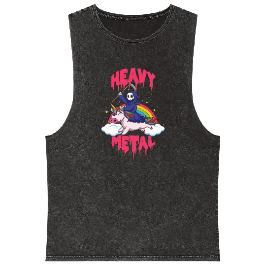 Grim Unicorn Rainbow Metal Music Heavy Rock Mineral Wash Tank Tops
