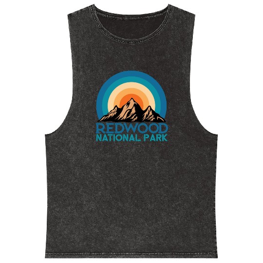 Cool Vintage Retro Redwood National Park Mountain Mineral Wash Tank Tops
