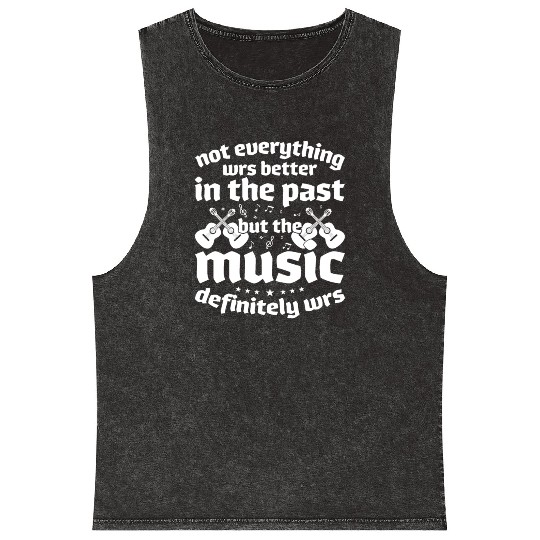 Retro Vintage 70s 80s Music Rock Guitar Mineral Wash Tank Tops