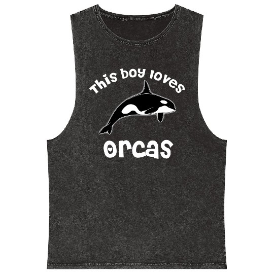 This Boy Loves Orcas Lover Funny Killer Whale Mineral Wash Tank Tops