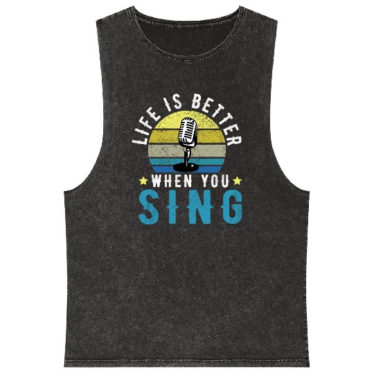 Vintage Graphic OF Life Is Better When You Sing Mineral Wash Tank Tops
