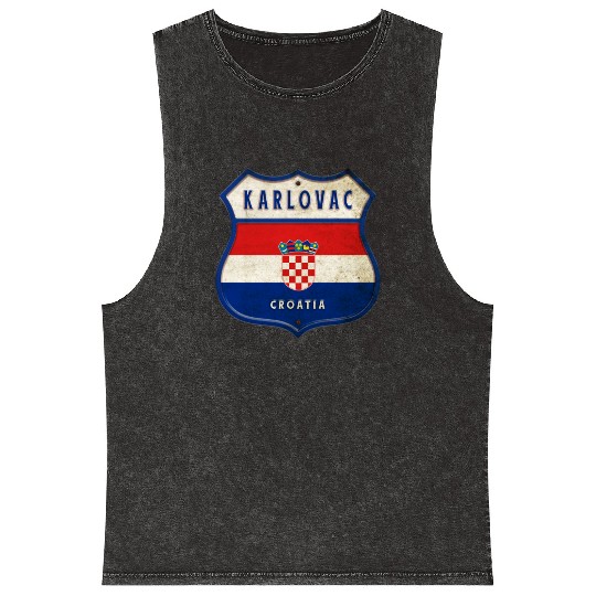 Karlovac Croatia flag coat of arms design Mineral Wash Tank Tops