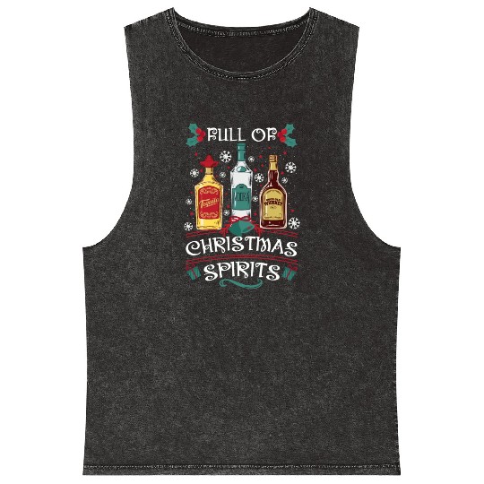 Christmas Tequila Vodka Whisky Lover Mineral Wash Tank Tops