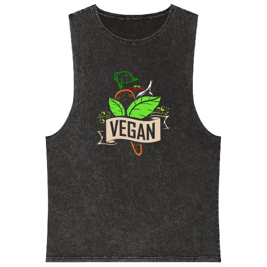 Carrot, Onion And Tomato Logo For Vegetarians And Mineral Wash Tank Tops