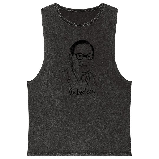 black simple ambedkar character Mineral Wash Tank Tops