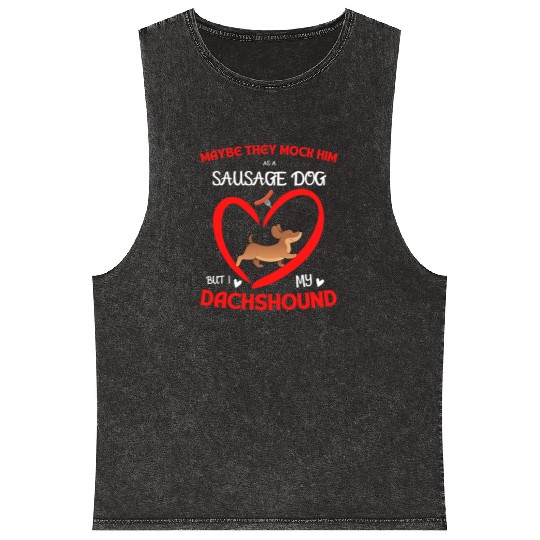 Sausage Dog i love my Dachshund Mineral Wash Tank Tops