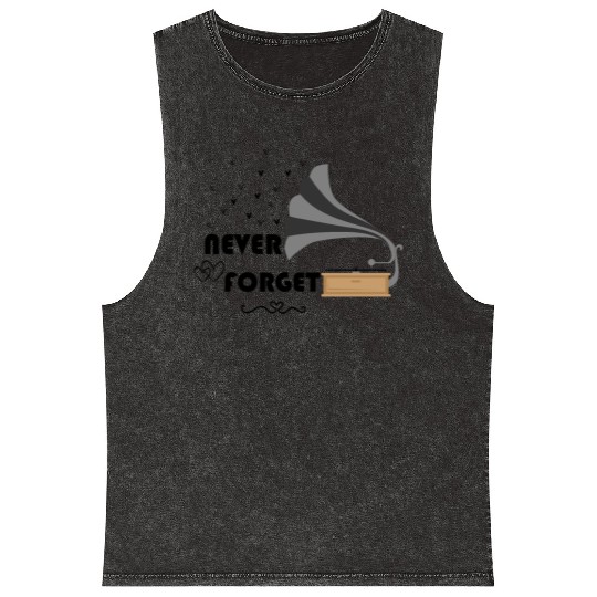 Never Forget Retro Vintage Cassette Tape Graphic Mineral Wash Tank Tops