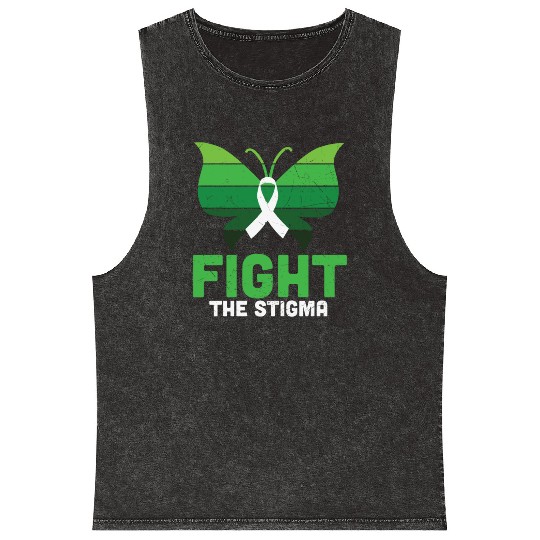 Fight The Stigma Butterfly Mental Health Mineral Wash Tank Tops