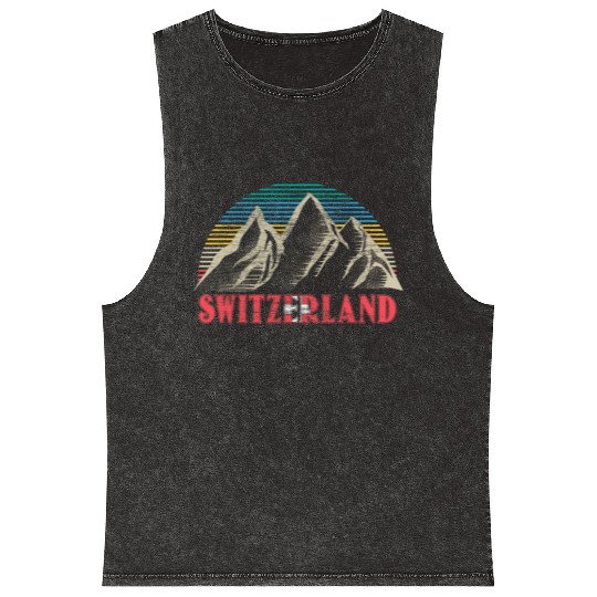 Switzerland Alps Flag Gift Idea Mineral Wash Tank Tops