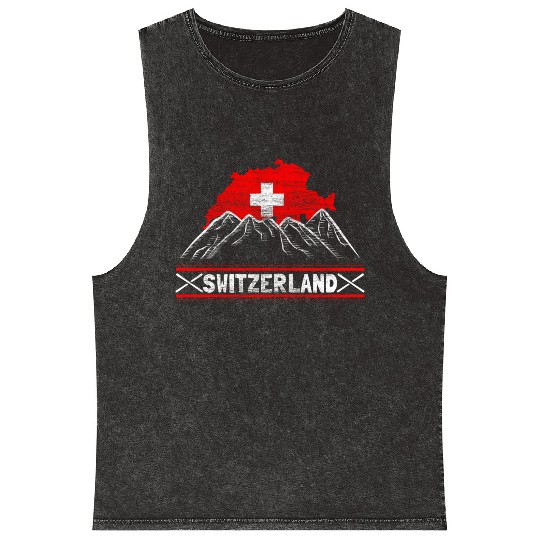 Switzerland Swiss Origin Gift Mineral Wash Tank Tops