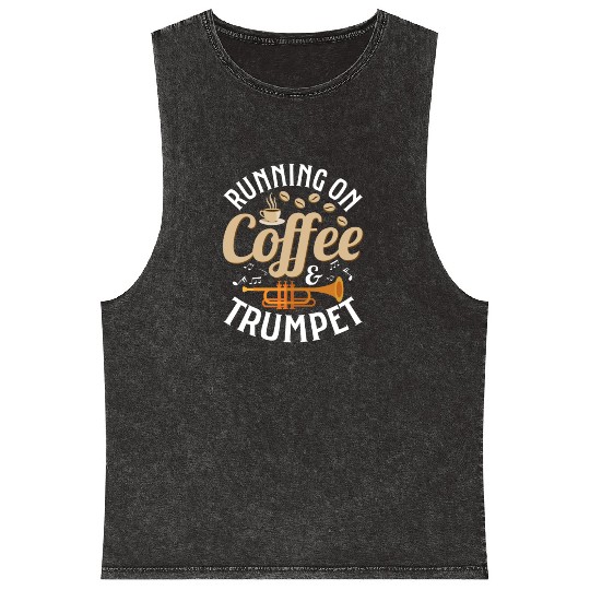 Running On Coffee & Trumpet Trumpeter Player Mineral Wash Tank Tops