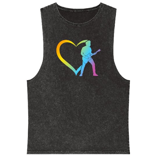 Guitar Player Heart - Bass Guitar Player Bass Guit Mineral Wash Tank Tops