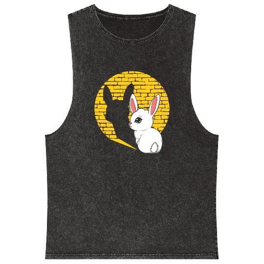 Rock Sign Kawaii Bunny Music Heavy Rock Metal Kid Mineral Wash Tank Tops