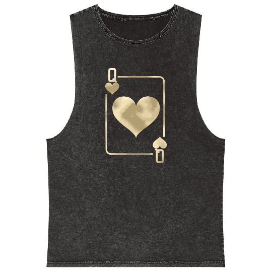 Queen Of Hearts Playing Card Halloween Mineral Wash Tank Tops