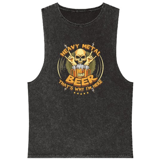 Metal And Beer Metal Music Heavy Rock Skeleton Mineral Wash Tank Tops