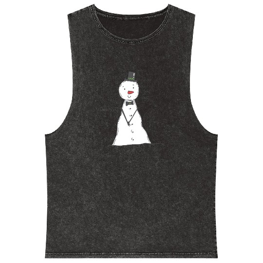 funny snowman with mustache and carrot Mineral Wash Tank Tops