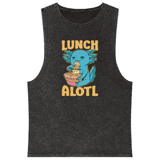 Axolotl Eating Ramen Funny Lunchalotl Mineral Wash Tank Tops