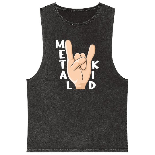 Rocker Rock Sign Rock Hand Metal Kid Music Lover Mineral Wash Tank Tops