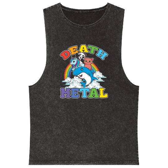 Unicorn Panda Cat Shark Love Metal Music Rock Mineral Wash Tank Tops
