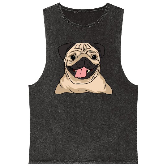 Pug Cute Puppy Dog Owners Pet Lover Gift Ideas Mineral Wash Tank Tops