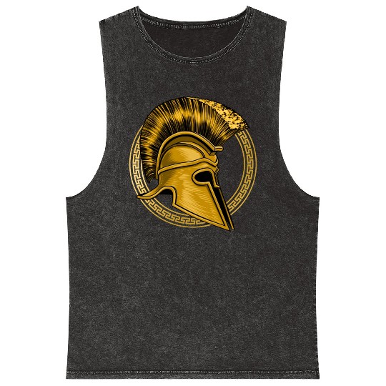 Gold Gladiator Sparta Greek Gym Workout Mineral Wash Tank Tops