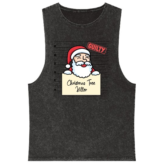 Santa Claus christmas funny prison Mineral Wash Tank Tops