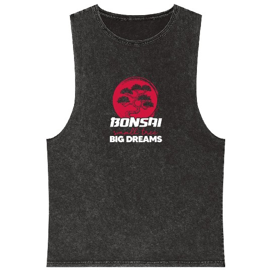 Bonsai Small Tree Big Dreams Mineral Wash Tank Tops