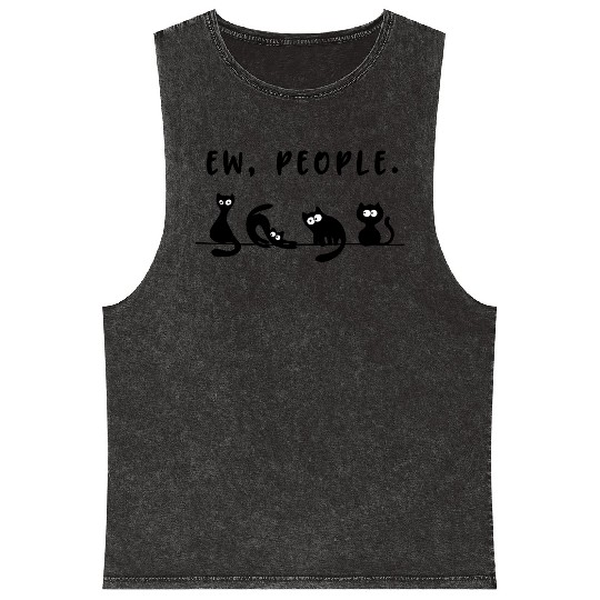 black cat funny womens ew people meowy cat lovers Mineral Wash Tank Tops