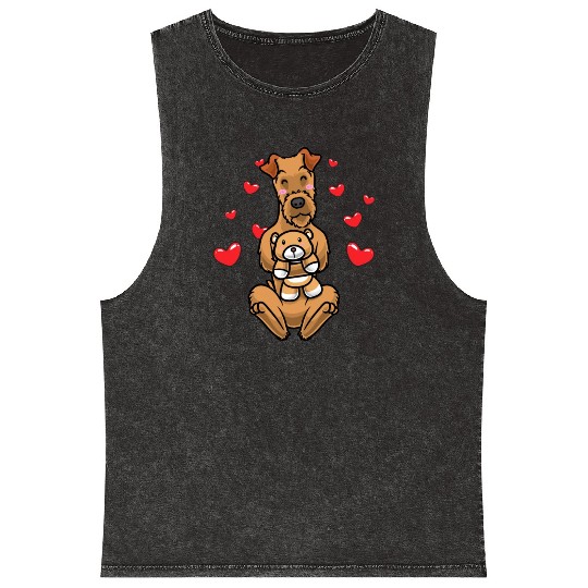 Kawaii Irish Terrier Stuffed Animal Dog Irish Red Mineral Wash Tank Tops