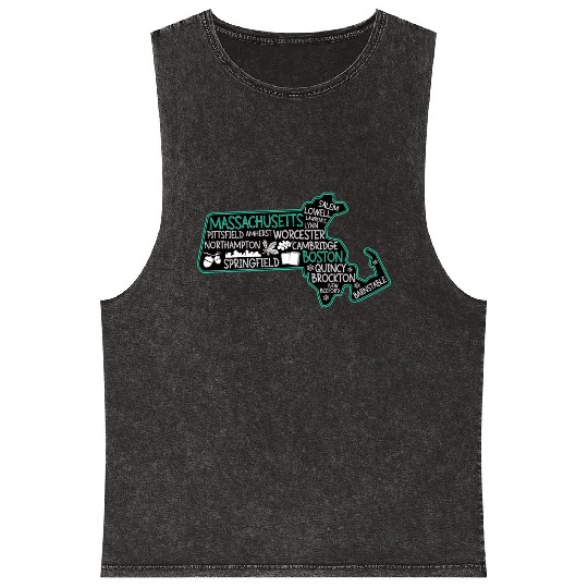 Massachusetts Boston cute map Salem Lowell Lawrenc Mineral Wash Tank Tops