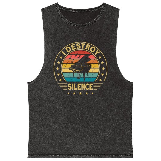 Pianist Piano I Destroy Silence loud music Mineral Wash Tank Tops