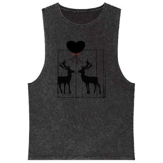 Reindeer love under a mistletoe Mineral Wash Tank Tops