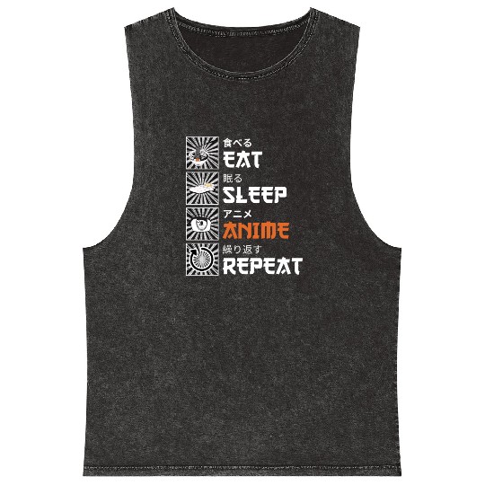 Eat, Sleep, Anime, Repeat - Gift For Christmas Day Mineral Wash Tank Tops