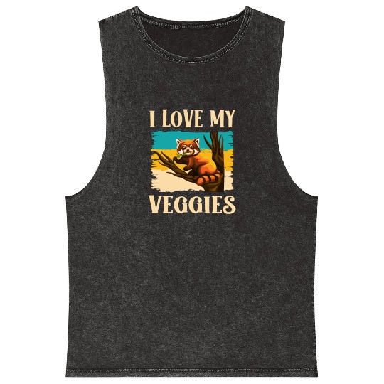 I Love My Veggies Red Panda Zookeeper Wildlife Mineral Wash Tank Tops