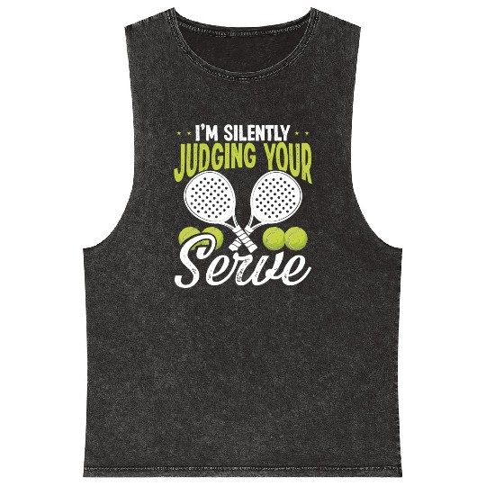 Paddle Tennis Player Match Silently Judging Serve Mineral Wash Tank Tops