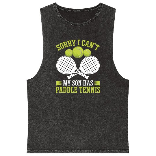 Paddle Tennis Player Match Dad Father Papa Mineral Wash Tank Tops