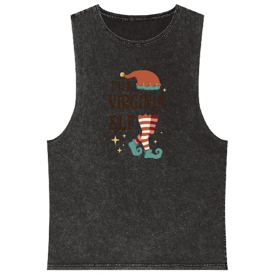 The Mary Elf - Christmas Pajama for Mary Mineral Wash Tank Tops
