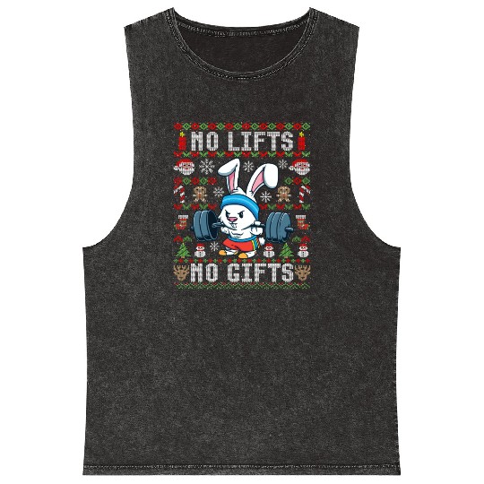 Funny No Lifts No Gifts Ugly Christmas Workout Mineral Wash Tank Tops