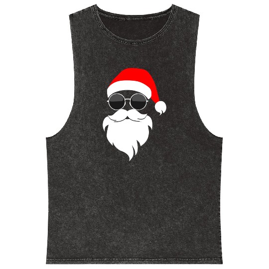 Cool Santa Claus Sunglasses Santa Hat Gift Idea Mineral Wash Tank Tops
