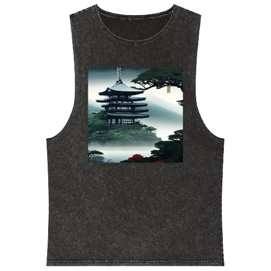 Japanese temple on the hill Mineral Wash Tank Tops