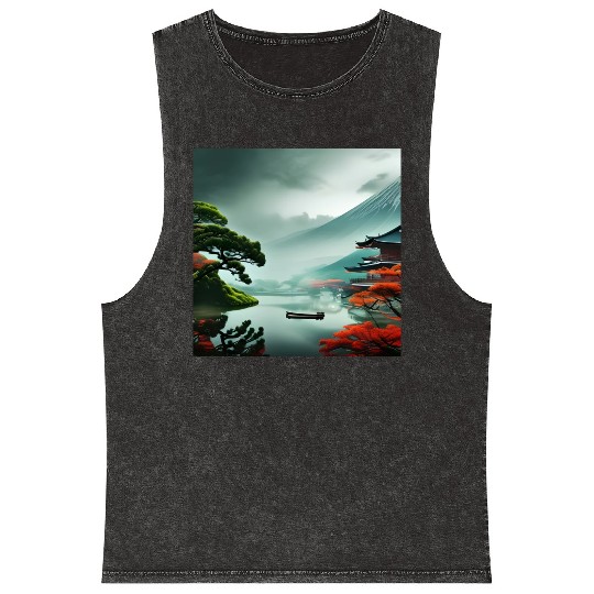 Aesthetic japan nature Mineral Wash Tank Tops